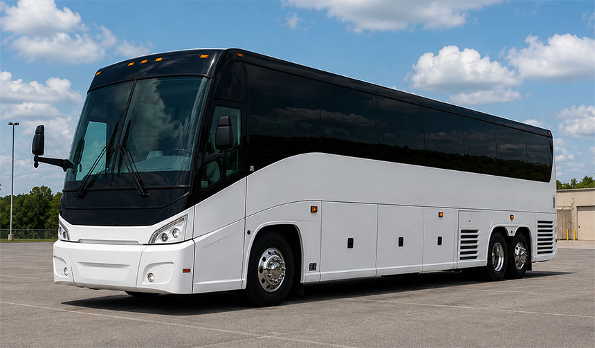 56-passenger charter bus in Fort Worth, TX